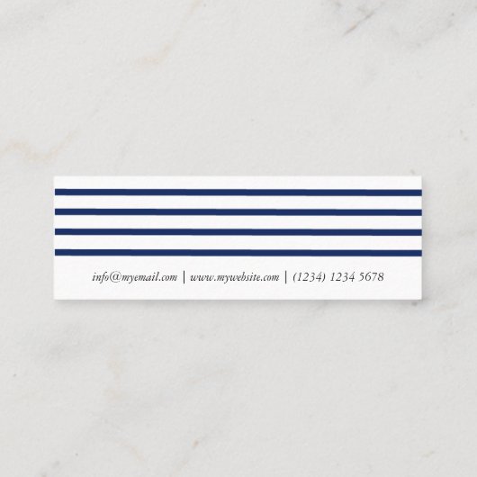 Blue simple modern navy nautical lines card mini visitekaartje (Achterkant)
