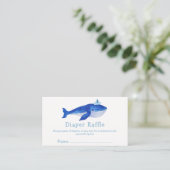 Blue Simple Ocean Whale Diaper Raffle Baby shower Informatiekaartje (Staand voorkant)