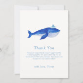 Blue Simple onder het Zee Whale Baby shower Bedankkaart (Voorkant)