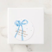 Blue Simple Polka Dot Bow Baby shower Bedankjes Labels (In situ)