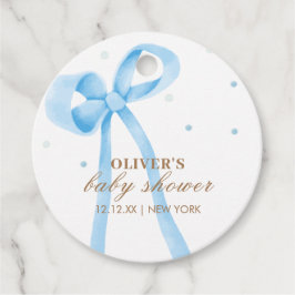 Blue Simple Polka Dot Bow Baby shower Bedankjes Labels