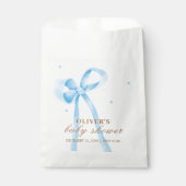 Blue Simple Polka Dot Bow Baby shower Bedankzakje (Voorkant)