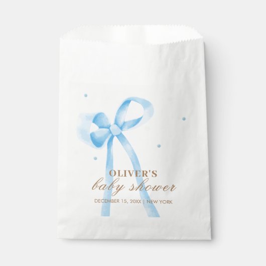 Blue Simple Polka Dot Bow Baby shower Bedankzakje (Voorkant)