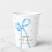 Blue Simple Polka Dot Bow Baby shower Papieren Bekers (Achterkant)