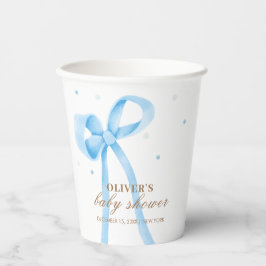 Blue Simple Polka Dot Bow Baby shower Papieren Bekers