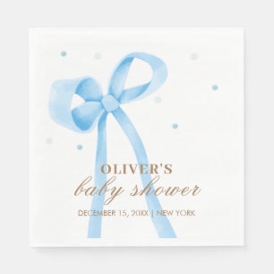 Blue Simple Polka Dot Bow Baby shower Servet