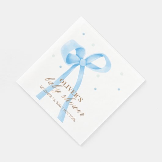 Blue Simple Polka Dot Bow Baby shower Servet (Hoek)