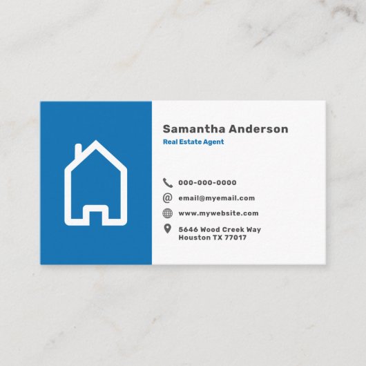 Blue & Simple Real Estate Agent Visitekaartje (Voorkant)
