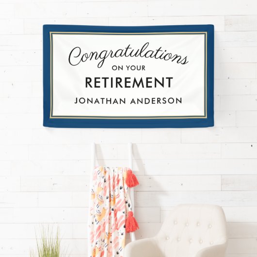 Blue Simple Retirement Party-banner Spandoek (Insitu)