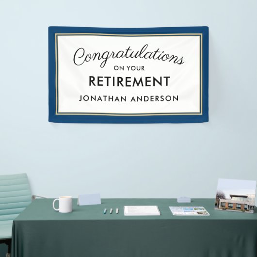 Blue Simple Retirement Party-banner Spandoek (Beurs)