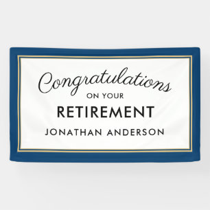 Blue Simple Retirement Party-banner Spandoek