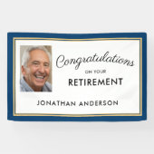 Blue Simple Retirement Party Photo Banner (Horizontaal)