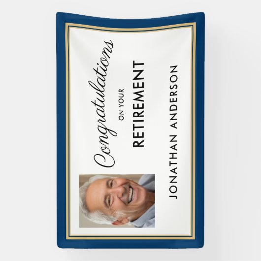 Blue Simple Retirement Party Photo Banner (Verticaal)