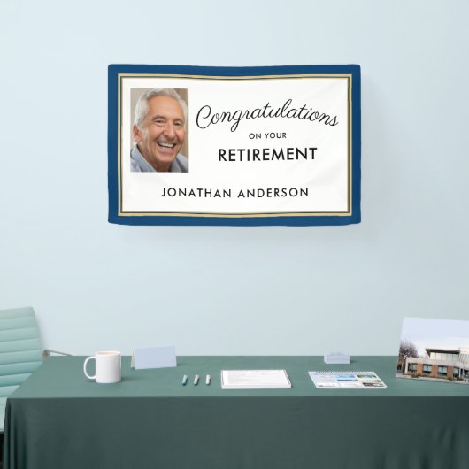 Blue Simple Retirement Party Photo Banner (Beurs)