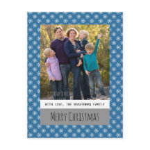 Blue Simple Snowflake Holiday Photo Briefkaart