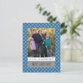 Blue Simple Snowflake Holiday Photo Briefkaart (Staand voorkant)
