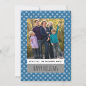 Blue Simple Snowflake Holiday Photo Flat Kaart (Voorkant)