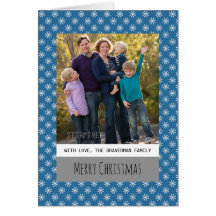 Blue Simple Snowflake Holiday Photo Wenskaart