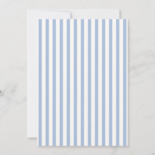 Blue Simple Stripe Hete Luchtballon Baby shower Kaart (Achterkant)