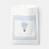 Blue Simple Stripe Hete Luchtballon Boy Baby showe Bedankzakje (Voorkant)