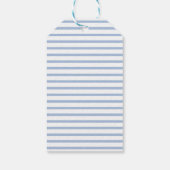 Blue Simple Stripe Hete Luchtballon Boy Baby showe Cadeaulabel (Achterkant)