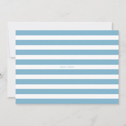 Blue Simple Typography Stripes Boy Baby shower Kaart (Achterkant)