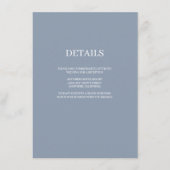 Blue Simple Wedding Details Enclosure Card Informatiekaartje (Voorkant)