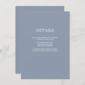 Blue Simple Wedding Details Enclosure Card Informatiekaartje (Voorkant / Achterkant)