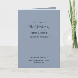 Blue Simple Wedding Folded Program Programma