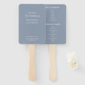 Blue Simple Wedding Program Handje Fan Handwaaier (Voorkant en achterkant)