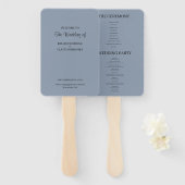 Blue Simple Wedding Program Handje Fan Handwaaier (Voorkant en achterkant)