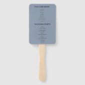 Blue Simple Wedding Program Handje Fan Handwaaier (Achterkant)