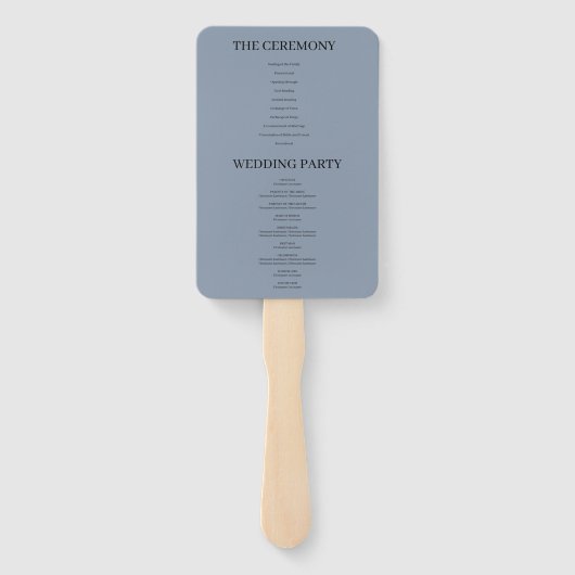 Blue Simple Wedding Program Handje Fan Handwaaier (Achterkant)