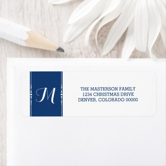 Blue Simply Chic Holiday Adresetiketten Etiket (Insitu)