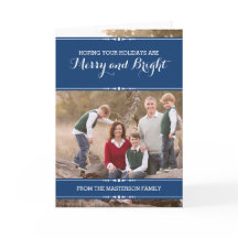 Blue Simply Chic Holiday-fotokaart