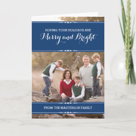 Blue Simply Chic Holiday-fotokaart Feestdagen Kaart