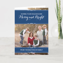 Blue Simply Chic Holiday-fotokaart Feestdagen Kaart