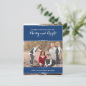 Blue Simply Chic Holiday Photo Briefkaart (Staand voorkant)