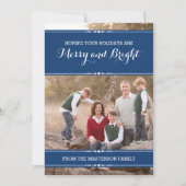 Blue Simply Chic Holiday Photo Flat Kaart (Voorkant)