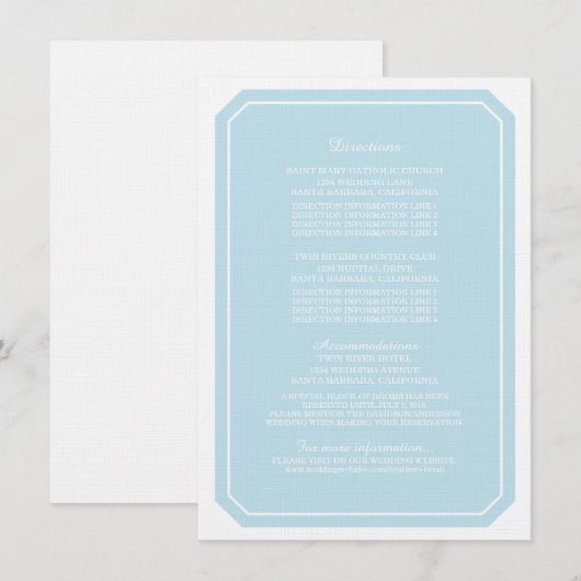 Blue Simply Elegant Information Kaart (Voorkant / Achterkant)