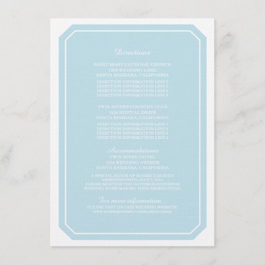 Blue Simply Elegant Information Kaart (Voorkant)