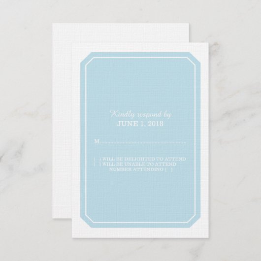 Blue Simply Elegant Response Kaart (Voorkant / Achterkant)