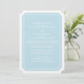 Blue Simply Elegant Wedding Invite Kaart (Staand voorkant)