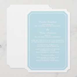 Blue Simply Elegant Wedding Invite Kaart