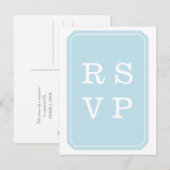 Blue Simply Elegant Wedding RSVP Briefkaart (Voorkant / Achterkant)