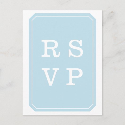 Blue Simply Elegant Wedding RSVP Briefkaart (Voorkant)