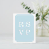 Blue Simply Elegant Wedding RSVP Briefkaart (Staand voorkant)