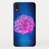 Blue Single Flower Cell Case Case met haar naam (Achterkant)