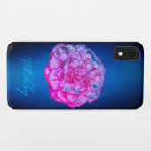 Blue Single Flower Cell Case Case met haar naam (Achterkant (horizontaal))