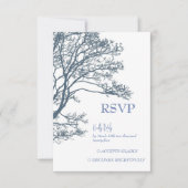 Blue Single Tree Boho Wedding RSVP Card Kaartje (Voorkant)